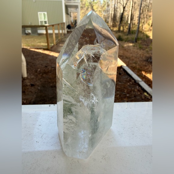 Garden Quartz Tower | Lodolite Inclusion Quartz | Natural Crystal Point Rainbow - Picture 10 of 10